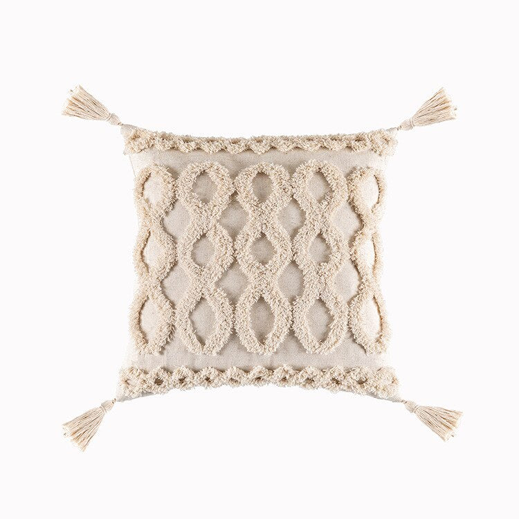 Tassels Cushion Cover 45x45cm Beige White Pillow Covers Decorative Pillow Case Square Home Boho Decor Macrame Pillowcase