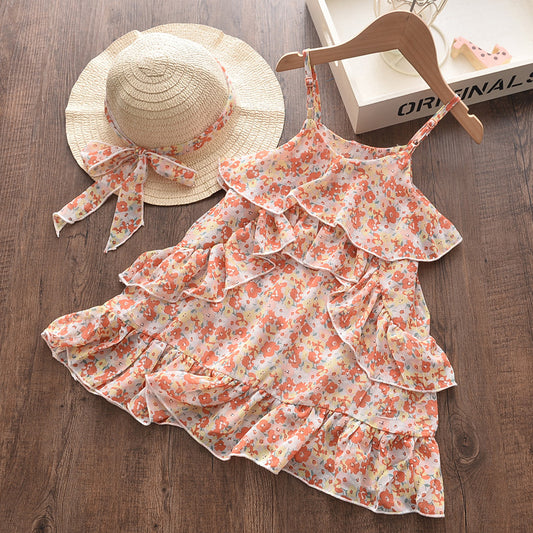 Girls Chiffon Floral Bohemian Beach Holiday Dress