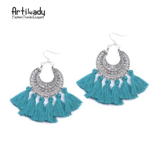 Artilady boho tassel earring vintage bohemia women jewelry