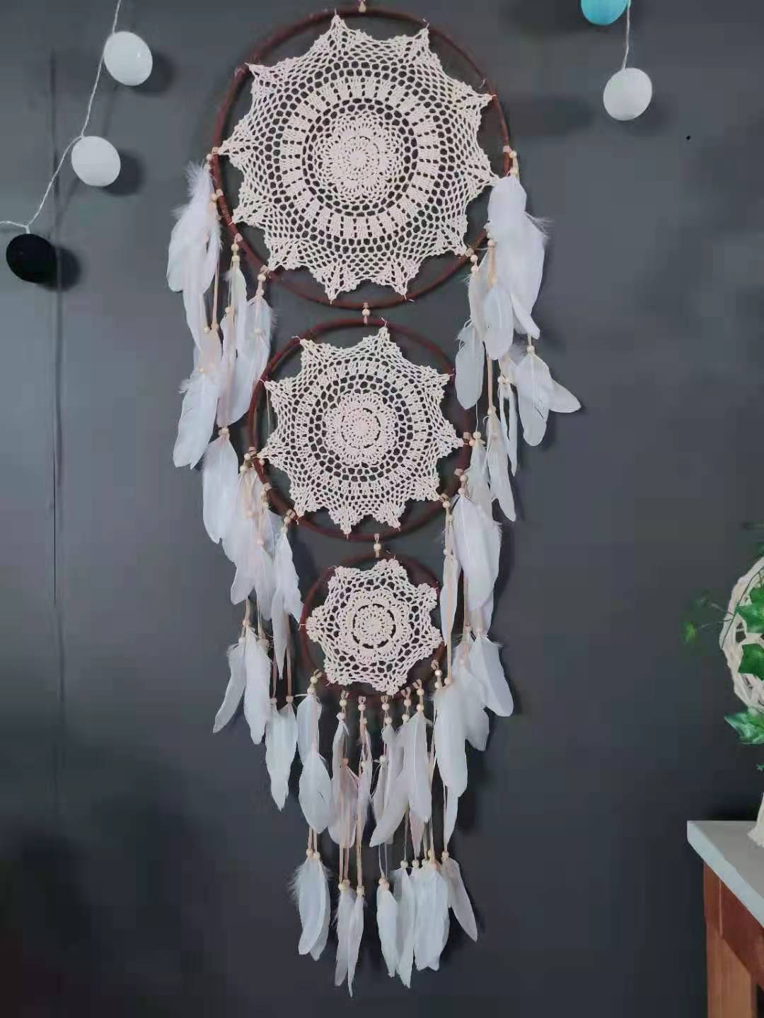 New Three-Ring Star Big Lace Dream Catcher Wedding Scene Decoration Dream Catcher Ornaments Homestay Ornaments