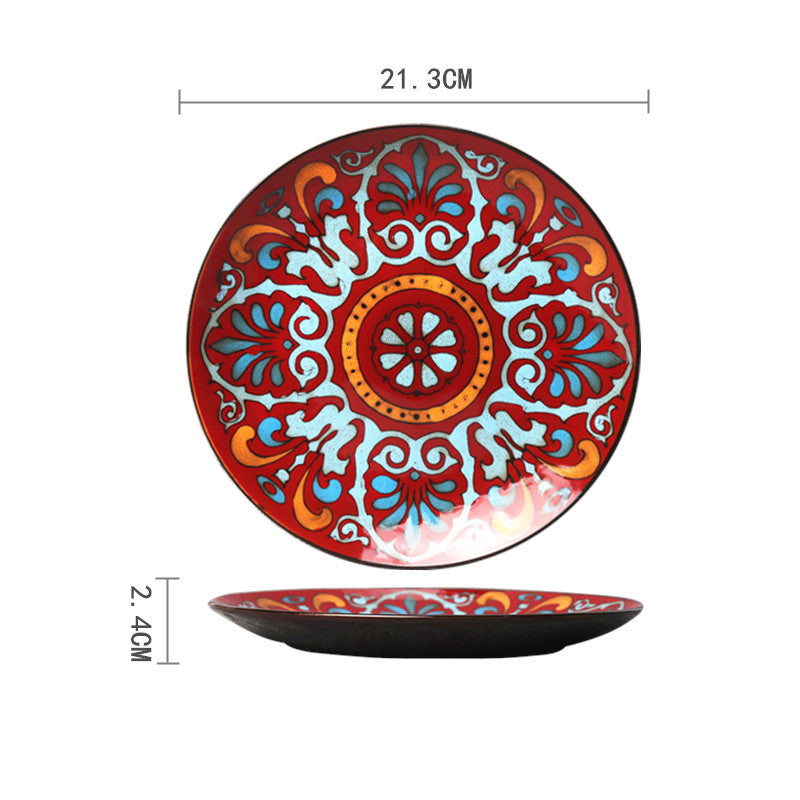 Ceramic Plate Household Tableware Round Flat