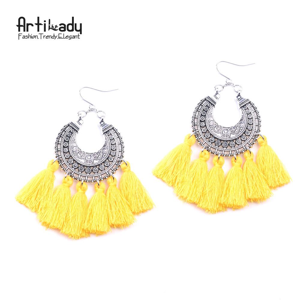 Artilady boho tassel earring vintage bohemia women jewelry