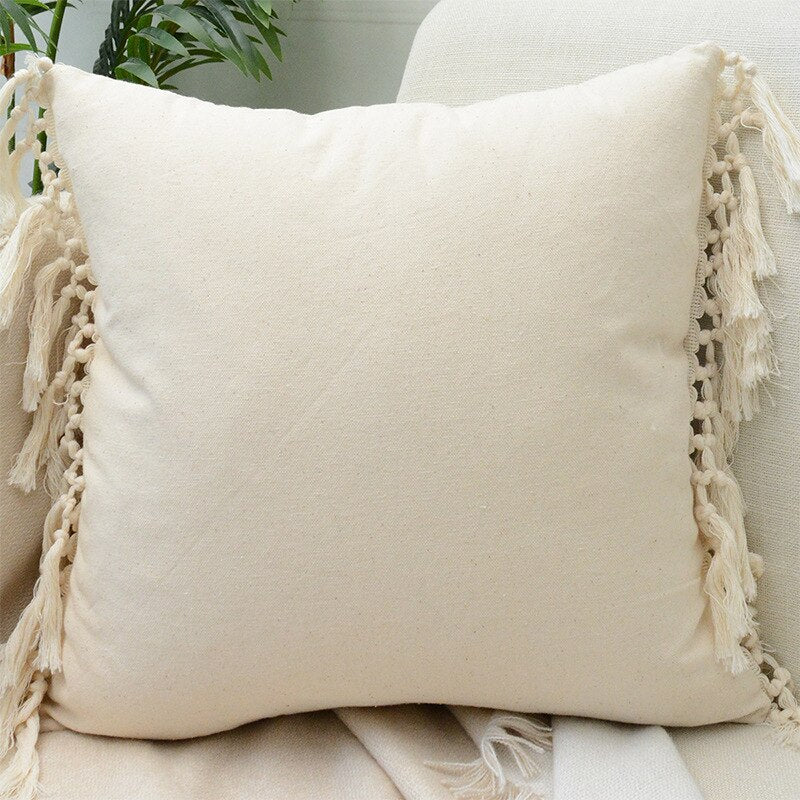 Tassels Cushion Cover 45x45cm Beige White Pillow Covers Decorative Pillow Case Square Home Boho Decor Macrame Pillowcase