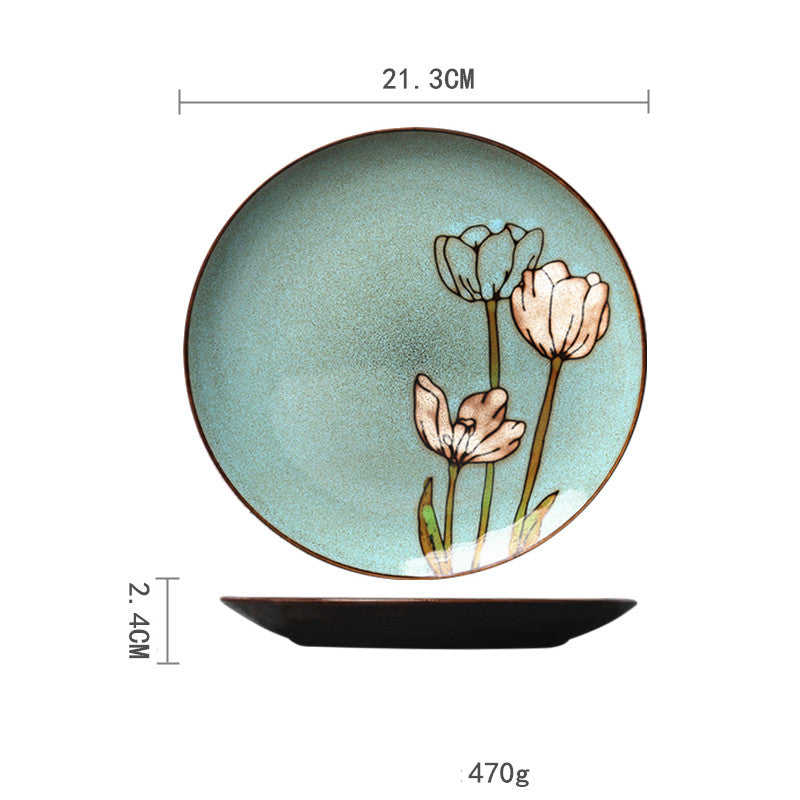 Ceramic Plate Household Tableware Round Flat