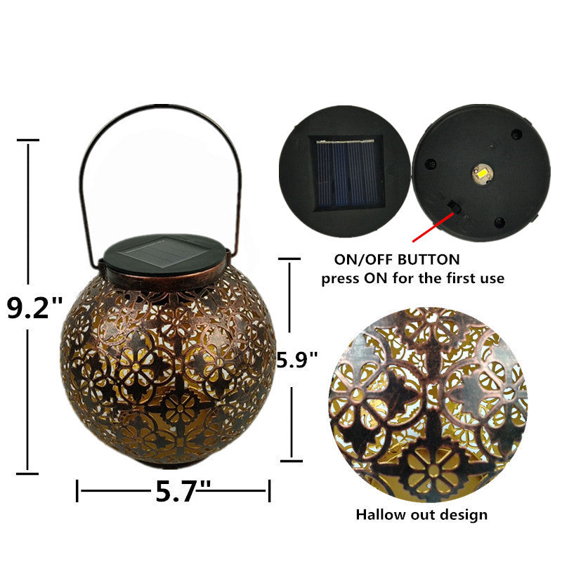 Garden Sri Lanka Pattern Waterproof Hollow Solar Wrought Iron Lamp wedding