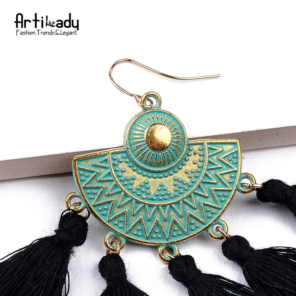 Artilady tassel drop earrings vintage boho jewelry