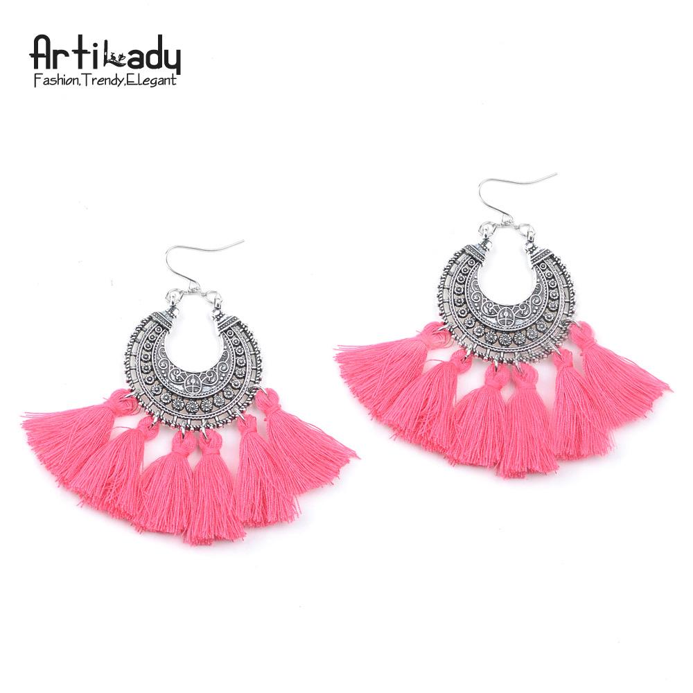 Artilady boho tassel earring vintage bohemia women jewelry