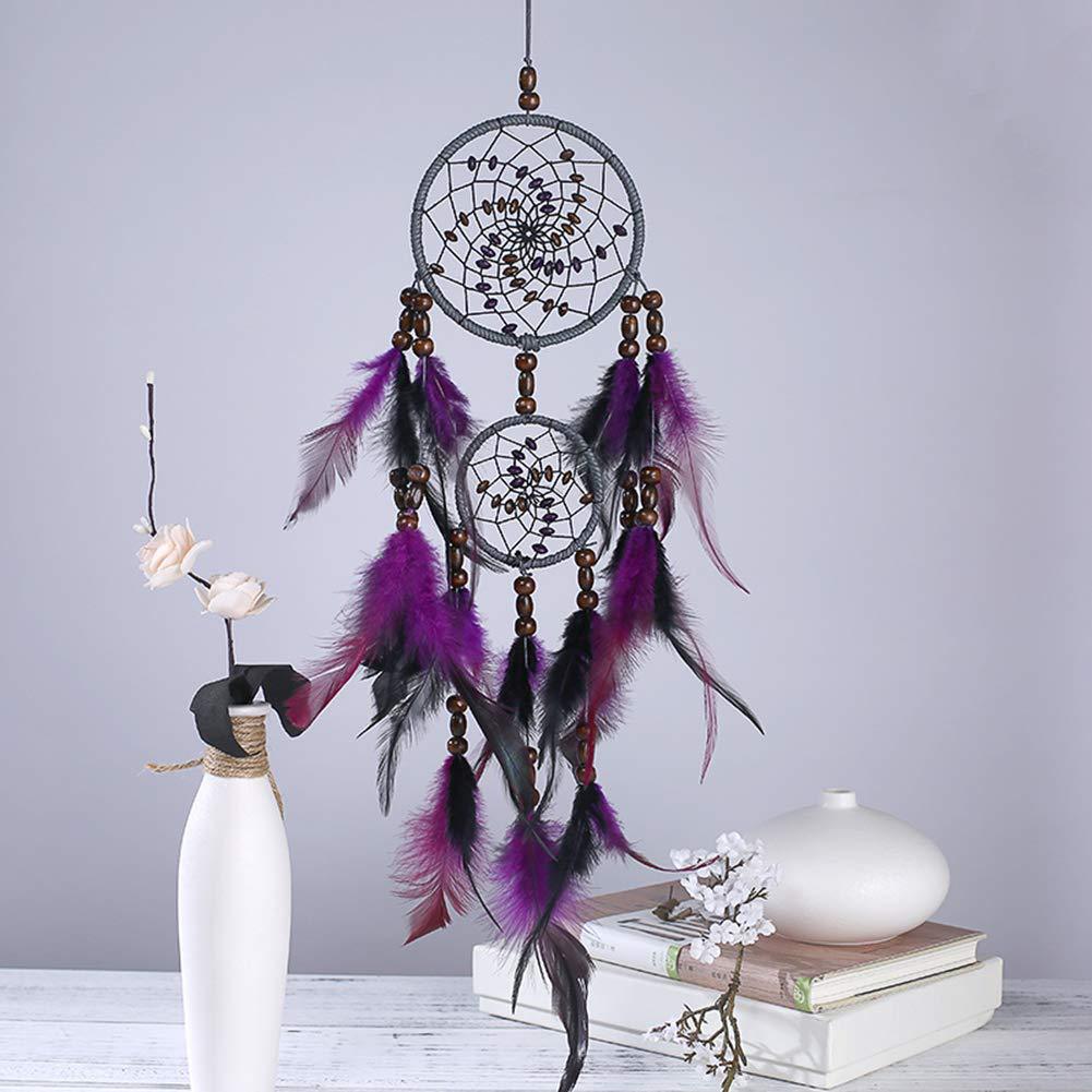 New Natural Black Purple Feather Dream Catcher Car Decoration Pendant Wedding Dream Catcher Wall Decoration