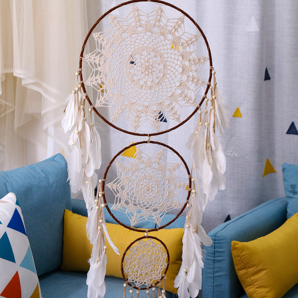 New Three-Ring Star Big Lace Dream Catcher Wedding Scene Decoration Dream Catcher Ornaments Homestay Ornaments