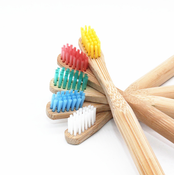 Natural Bamboo Toothbrush Biodegradable Wooden Eco-friendly Teeth Kids Case Tube Handmade Travel Tooth Brush-5 Colors