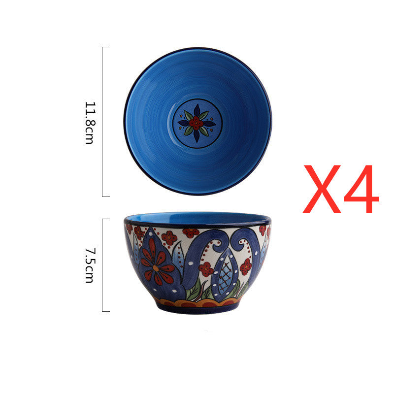 Bohemian hand-painted ceramic tableware bowl