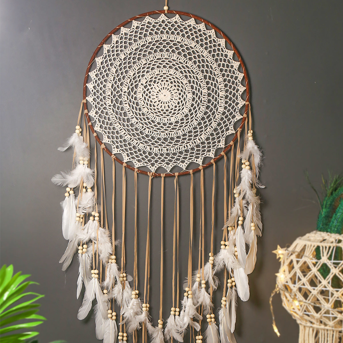 Dream Catcher Large Ornament Wedding Wedding Props Decoration Feather Pendant Make Up Dream Net Handmade Wall Hanging