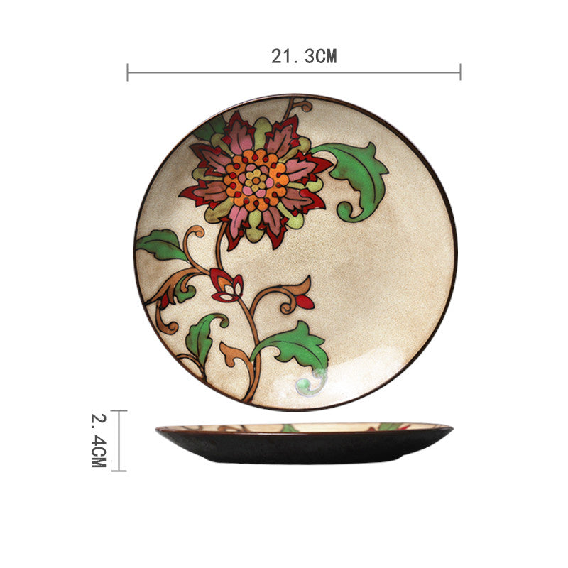 Ceramic Plate Household Tableware Round Flat