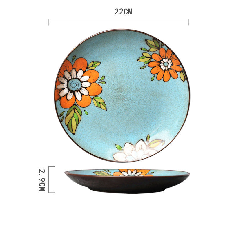 Ceramic Plate Household Tableware Round Flat