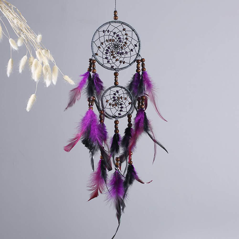 New Natural Black Purple Feather Dream Catcher Car Decoration Pendant Wedding Dream Catcher Wall Decoration