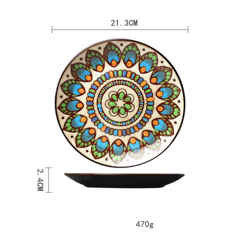 Ceramic Plate Household Tableware Round Flat