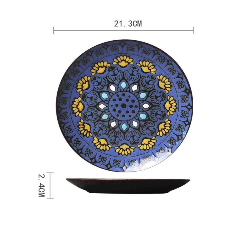 Ceramic Plate Household Tableware Round Flat