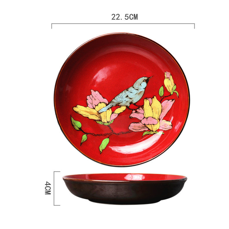 Ceramic Plate Household Tableware Round Flat