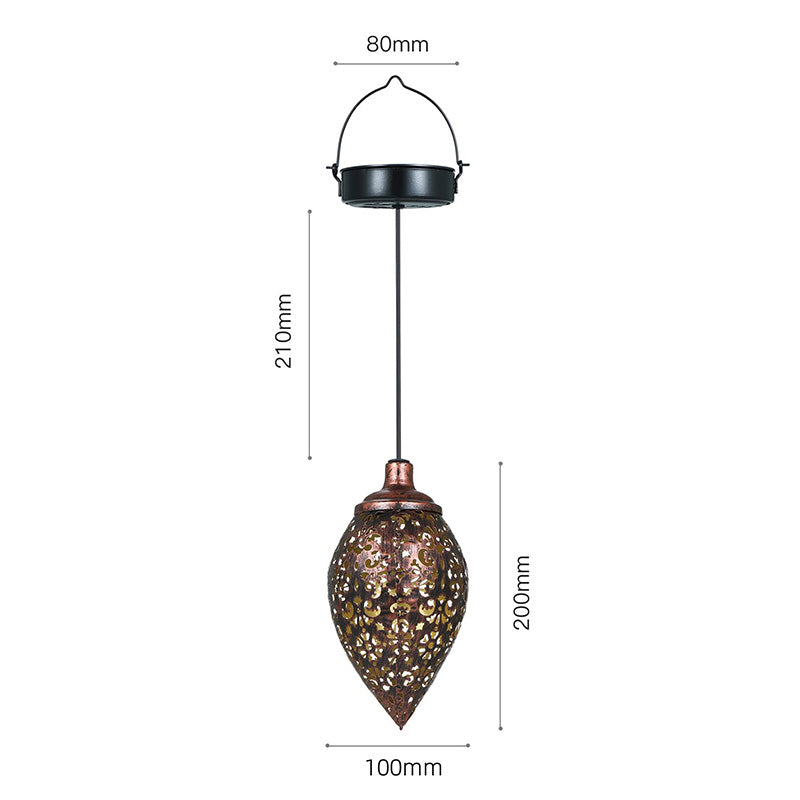 Outdoor Hollow Wrought Iron Solar Flood Light Garden Balcony Decoration Landscape Light Wall Hanging Light