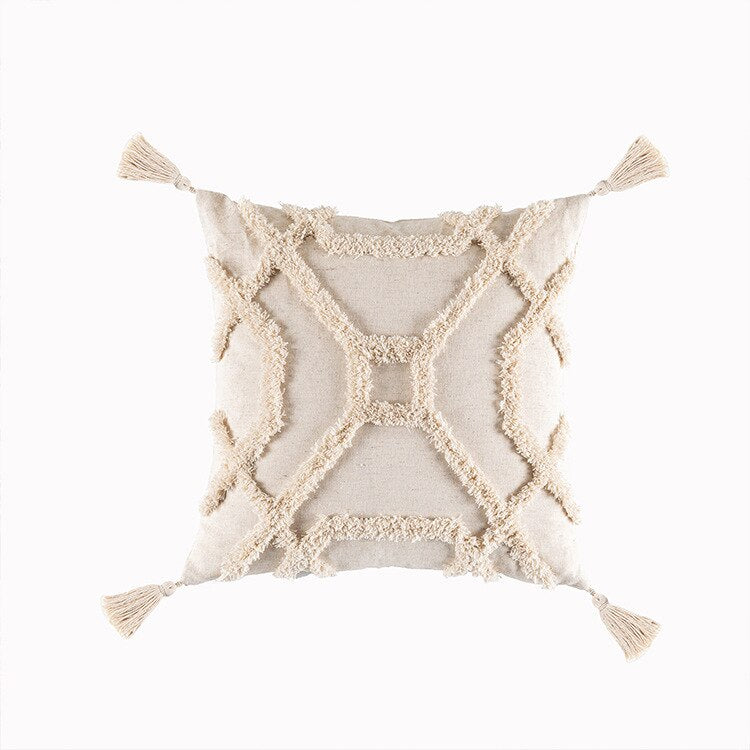 Tassels Cushion Cover 45x45cm Beige White Pillow Covers Decorative Pillow Case Square Home Boho Decor Macrame Pillowcase