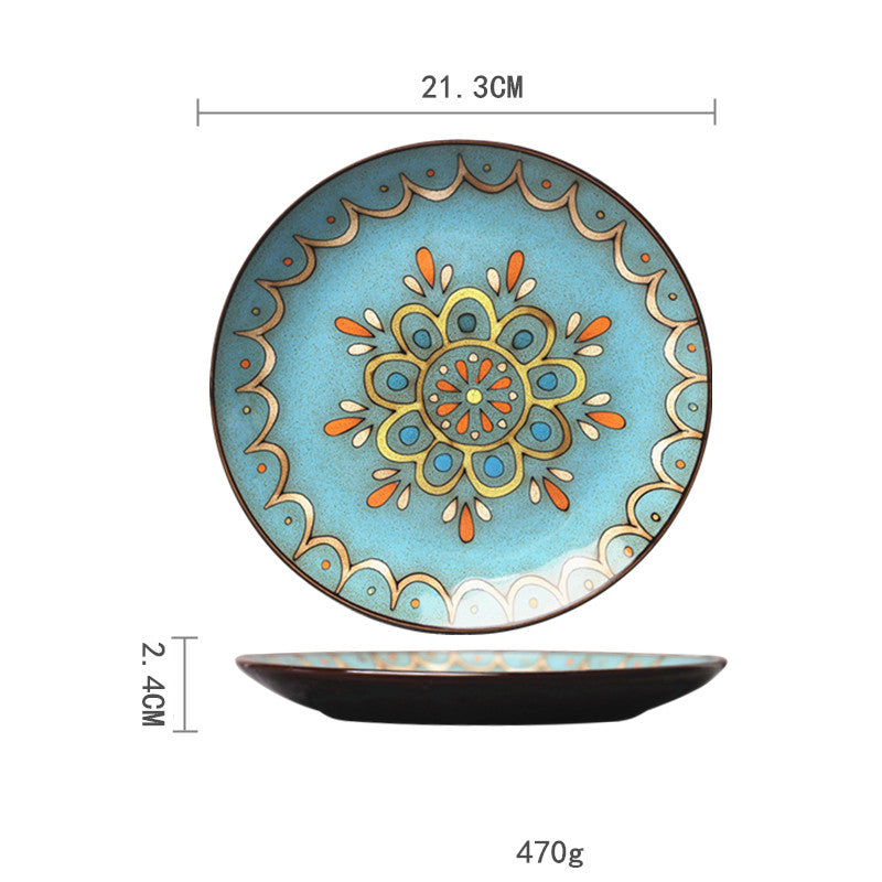 Ceramic Plate Household Tableware Round Flat