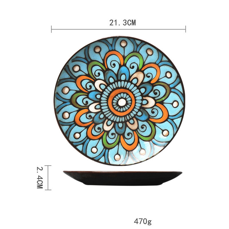 Ceramic Plate Household Tableware Round Flat