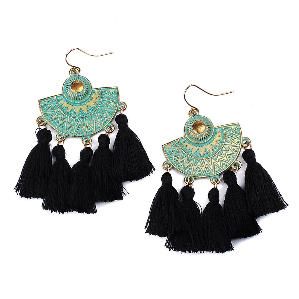 Artilady tassel drop earrings vintage boho jewelry