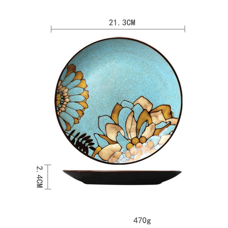 Ceramic Plate Household Tableware Round Flat