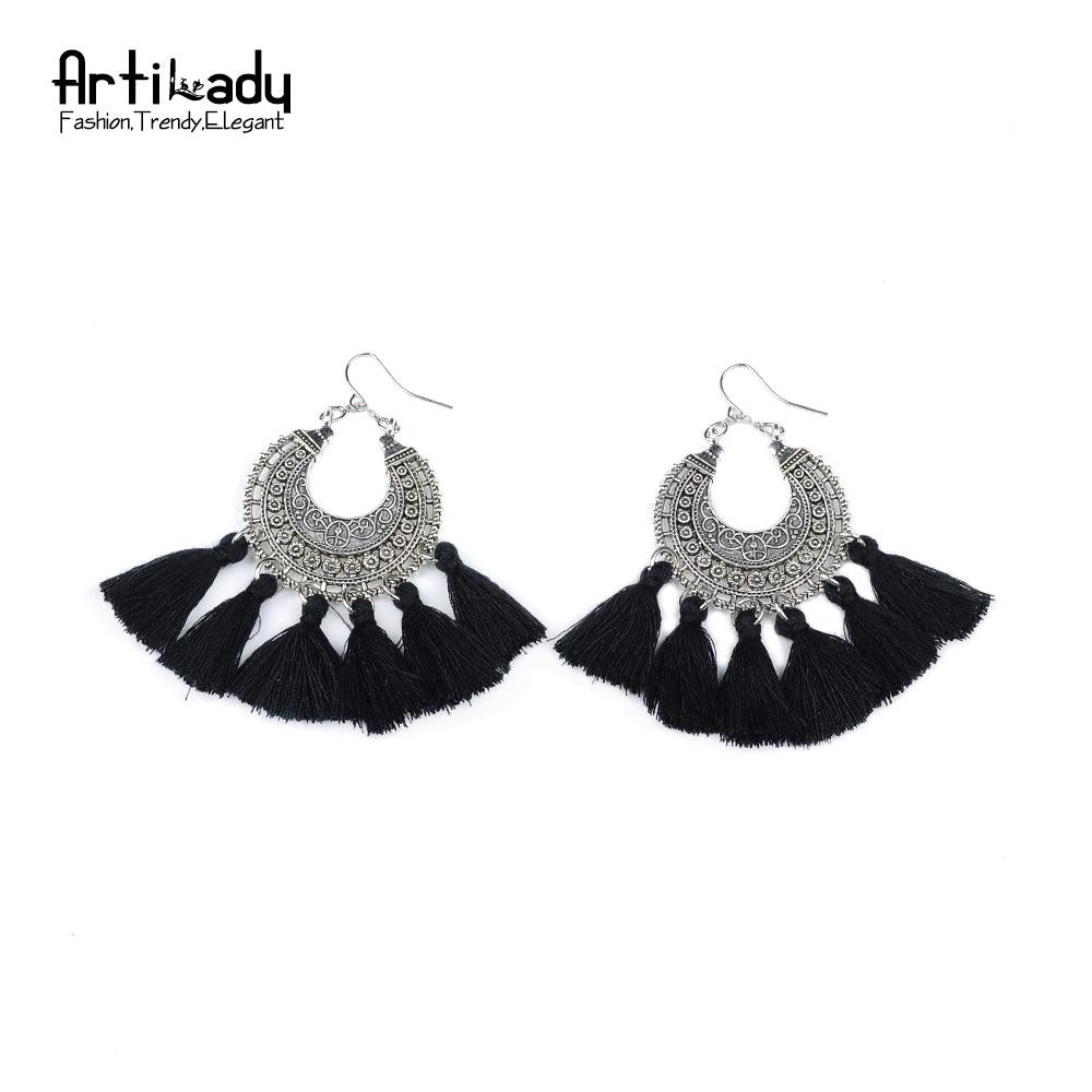 Artilady boho tassel earring vintage bohemia women jewelry