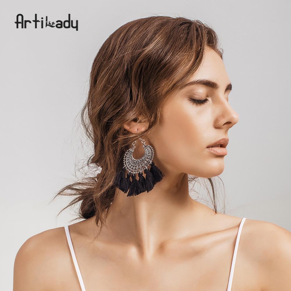 Artilady boho tassel earring vintage bohemia women jewelry