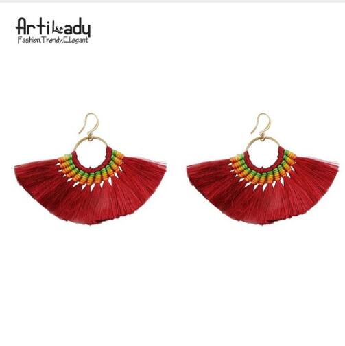 Artilady boho tassel earrings handmade  colorful drop earring