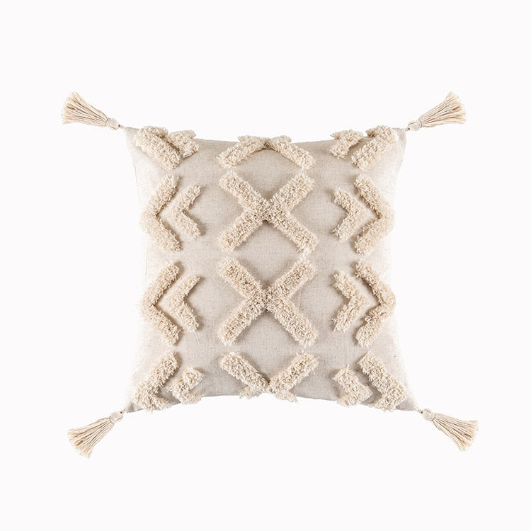 Tassels Cushion Cover 45x45cm Beige White Pillow Covers Decorative Pillow Case Square Home Boho Decor Macrame Pillowcase