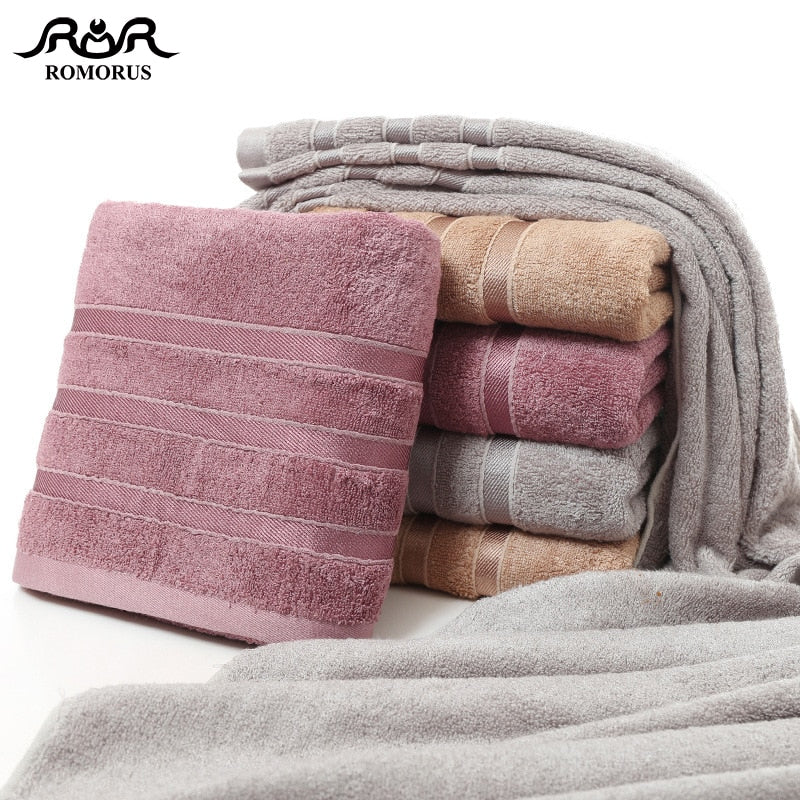 ROMORUS 100% Bamboo Fiber Towels Purple Gray Brown Bath Face Towel Set Cool Bamboo Absorbent Healthy Bathroom Towels for Adults