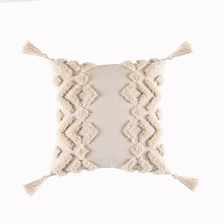 Tassels Cushion Cover 45x45cm Beige White Pillow Covers Decorative Pillow Case Square Home Boho Decor Macrame Pillowcase