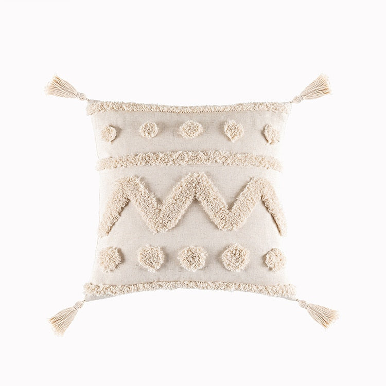 Tassels Cushion Cover 45x45cm Beige White Pillow Covers Decorative Pillow Case Square Home Boho Decor Macrame Pillowcase