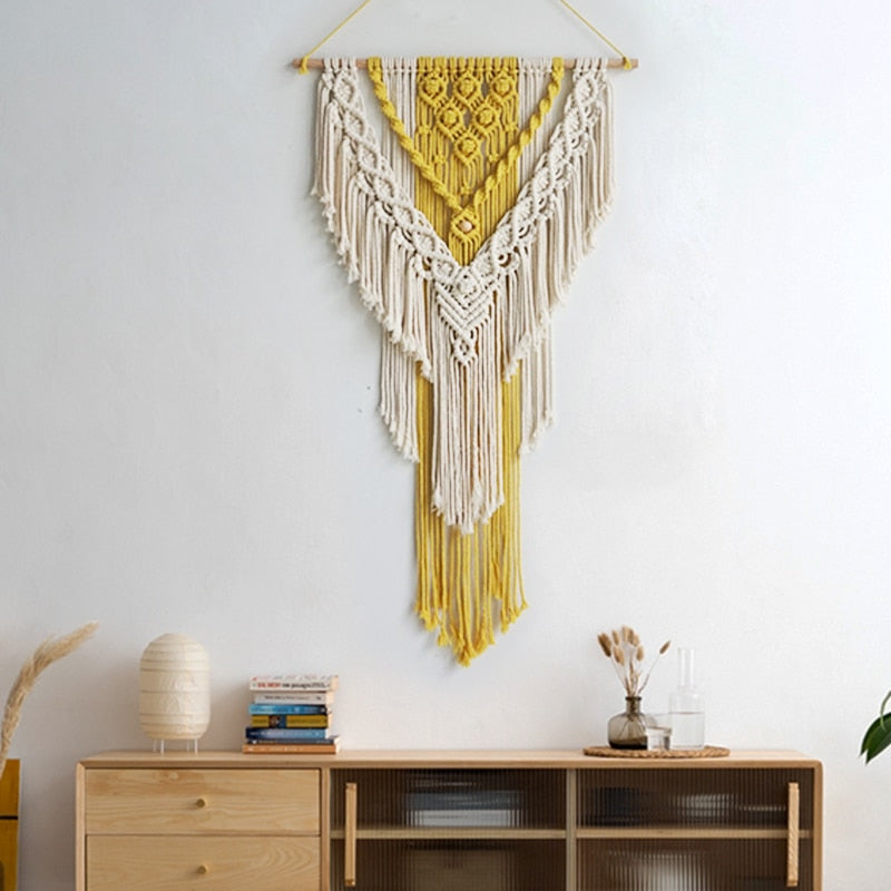 Nordic Macrame Wall Hanging Handmade Tapestry Boho Decor Tassel Living Room Wall Hanging Decoration