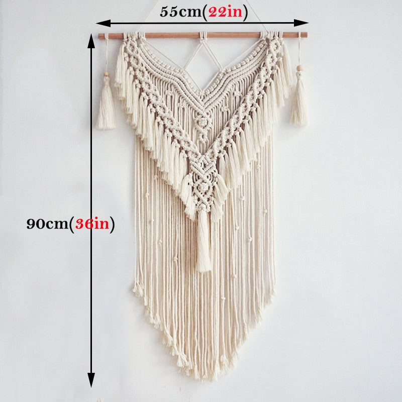 Macrame Wall Hanging Boho Chic Wall Decor Woven Tapestry Bohemian Wall Gallery Art for Home Decoration 90cmx55cm Large Size