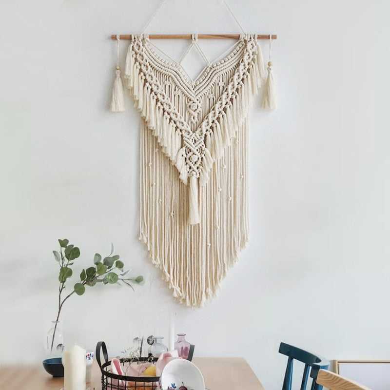 Macrame Wall Hanging Boho Chic Wall Decor Woven Tapestry Bohemian Wall Gallery Art for Home Decoration 90cmx55cm Large Size