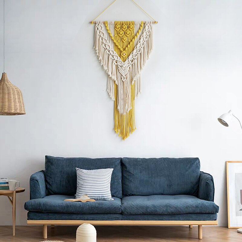 Nordic Macrame Wall Hanging Handmade Tapestry Boho Decor Tassel Living Room Wall Hanging Decoration