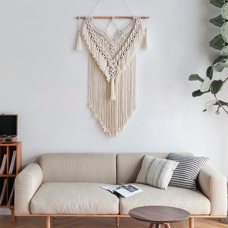 Macrame Wall Hanging Boho Chic Wall Decor Woven Tapestry Bohemian Wall Gallery Art for Home Decoration 90cmx55cm Large Size