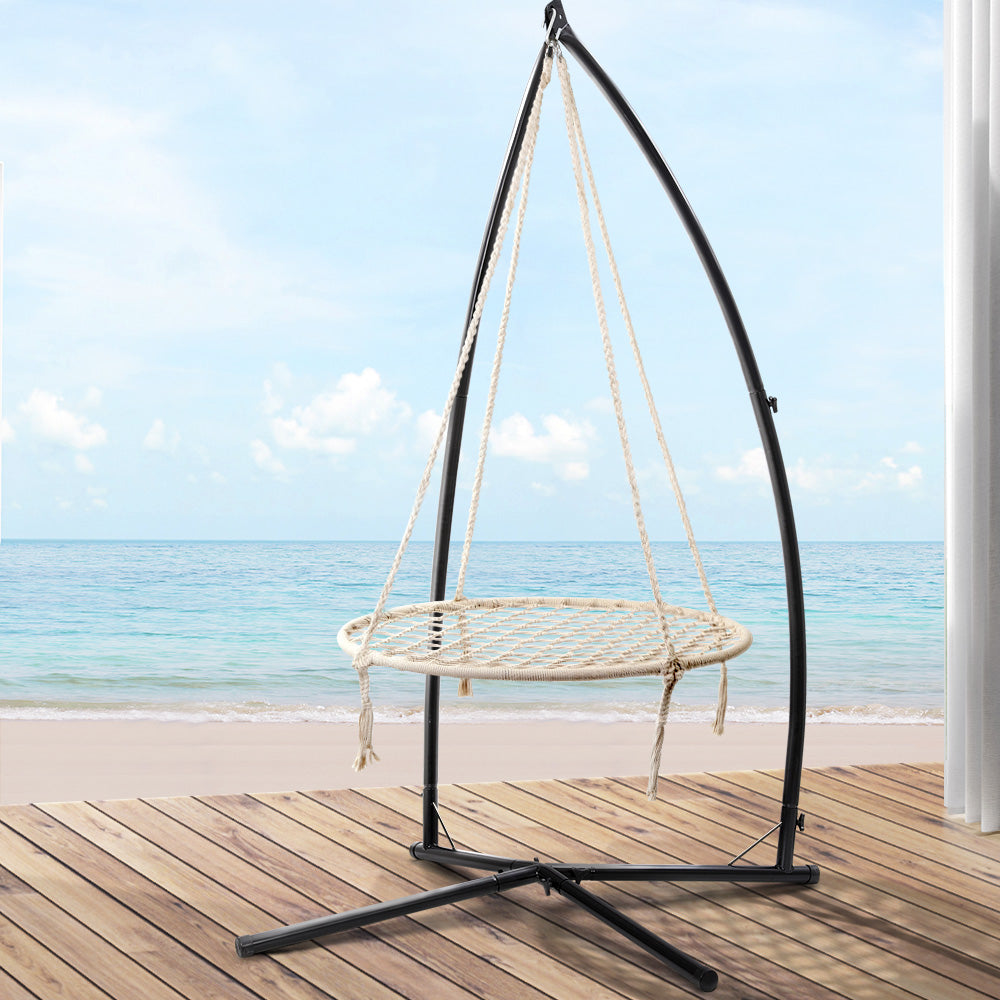 Gardeon Hammock Chair Nest Web Outdoor Swing with Steel Stand 100cm