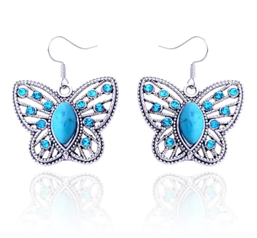 Lureme®Turquoise and Rhinestone Butterfly Earring