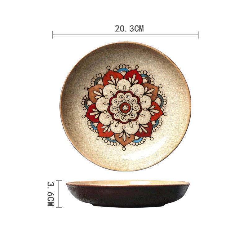 Ceramic Plate Household Tableware Round Flat