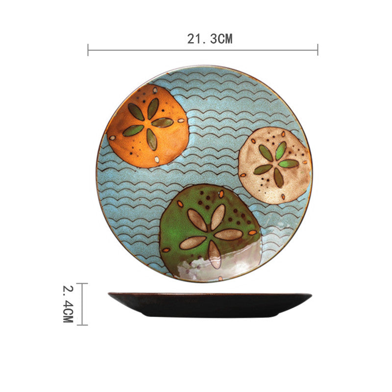 Ceramic Plate Household Tableware Round Flat