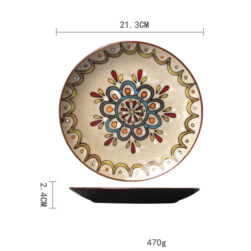 Ceramic Plate Household Tableware Round Flat