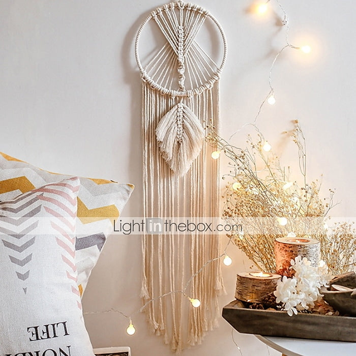 Boho Dream Catcher Handmade Gift Wall Hanging Decor Art Ornament Craft Woven Macrame for Kids Bedroom Wedding Festival 95*20cm