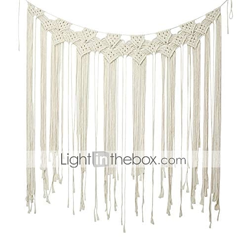 Hand Woven Macrame Wall Tapestry Wedding Backdrop Marriage Ceremony Bohemian Boho Art Decor Hanging Home Bedroom Living Room Decoration Nordic Handmade Tassel Cotton 39“ x 45“