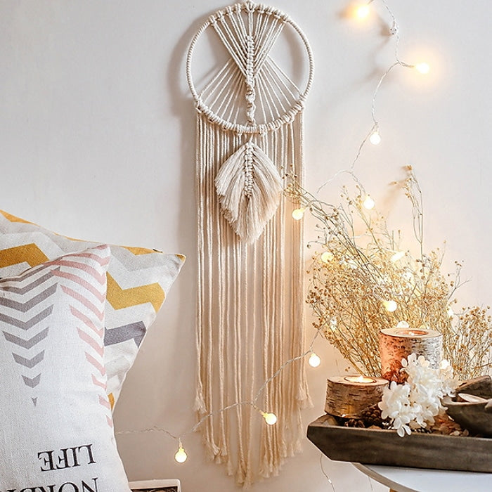 Boho Dream Catcher Handmade Gift Wall Hanging Decor Art Ornament Craft Woven Macrame for Kids Bedroom Wedding Festival 95*20cm