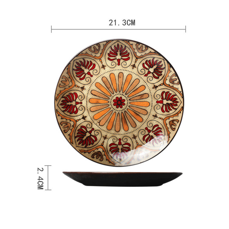 Ceramic Plate Household Tableware Round Flat