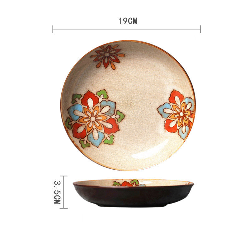 Ceramic Plate Household Tableware Round Flat